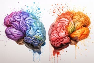 This shows two colorful brains.