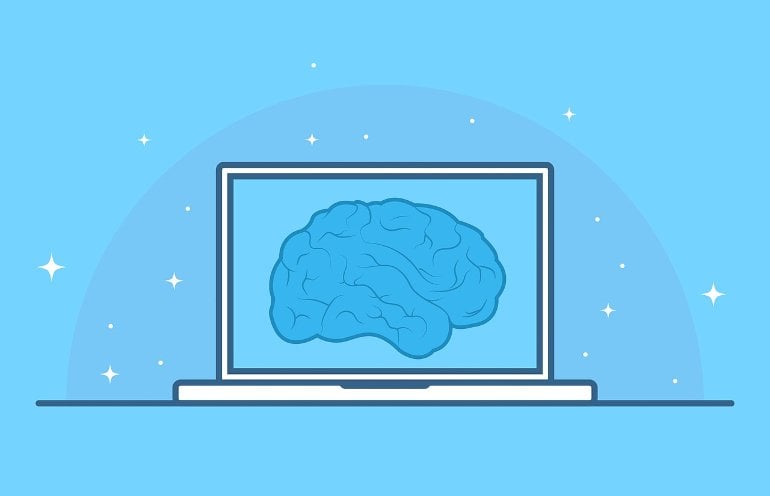 This shows a brain on a computer