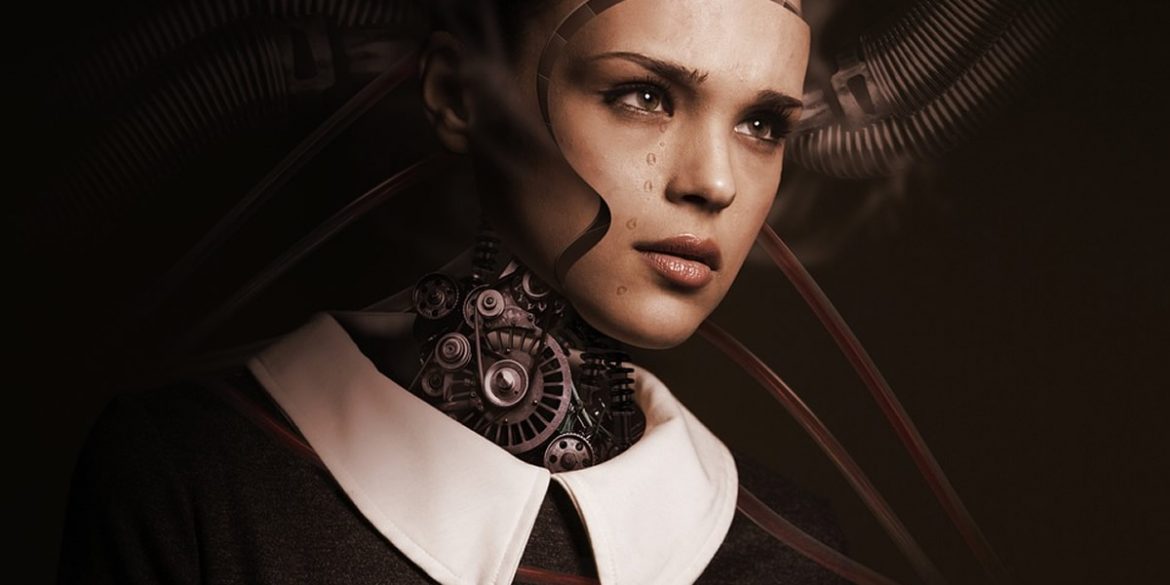 This shows a robotic woman