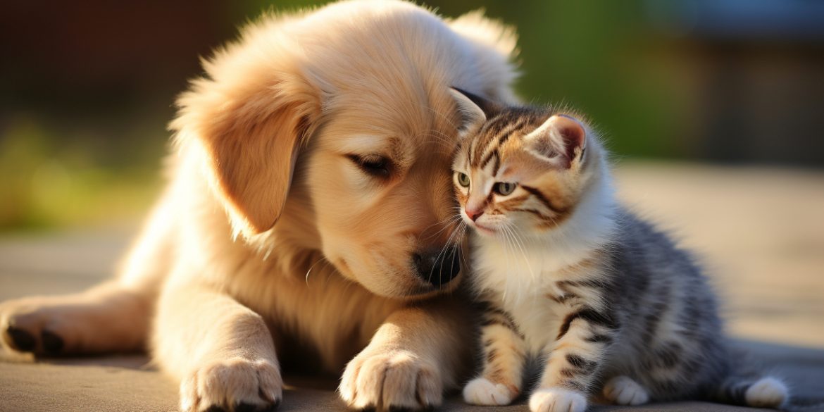 This shows a kitten and puppy.