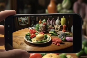This shows a person taking a photo of food.