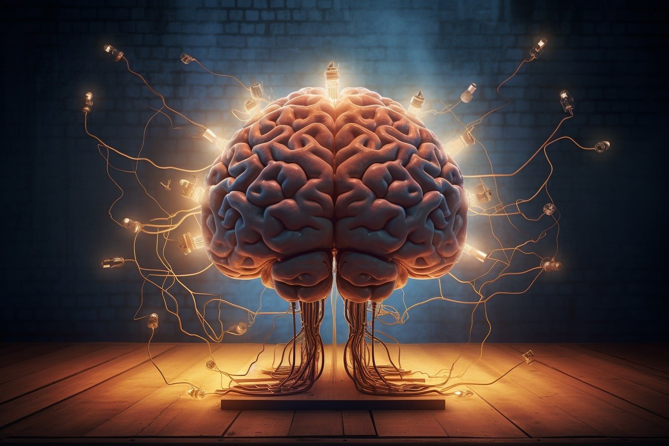 This shows a brain surrounded by electricity.