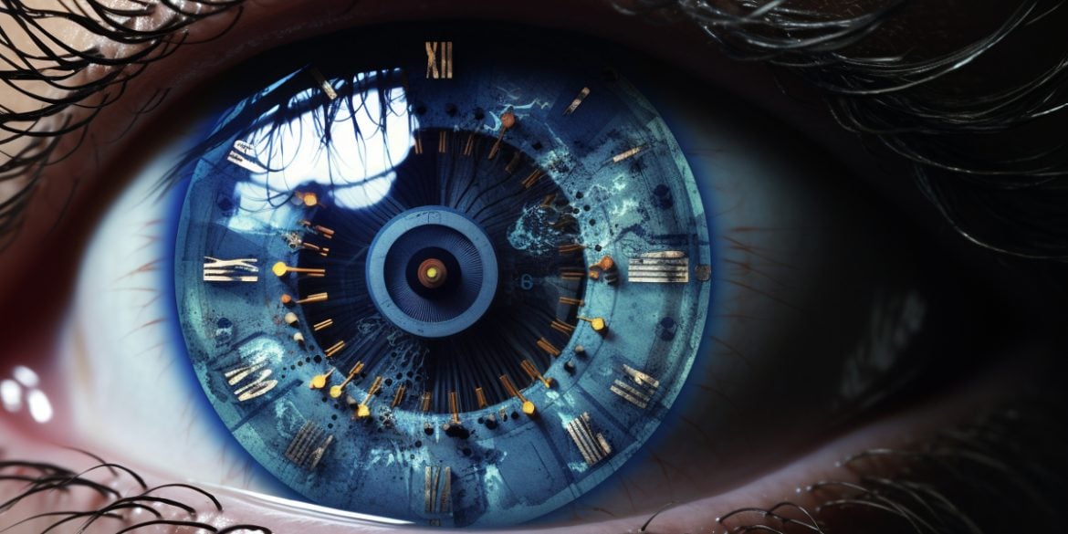 This shows an eye as a clock.