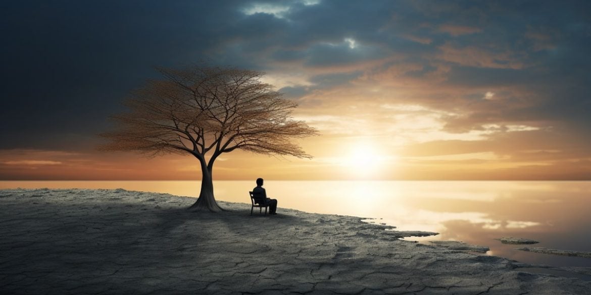 This shows a lonely person sitting under a tree.