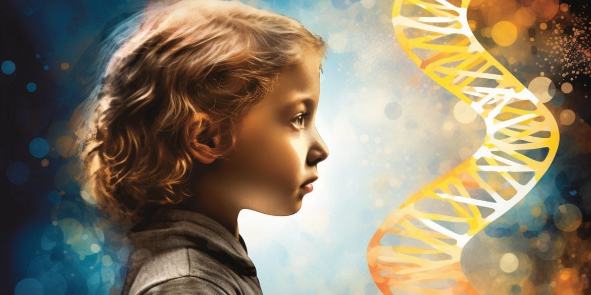 This shows a child and DNA.