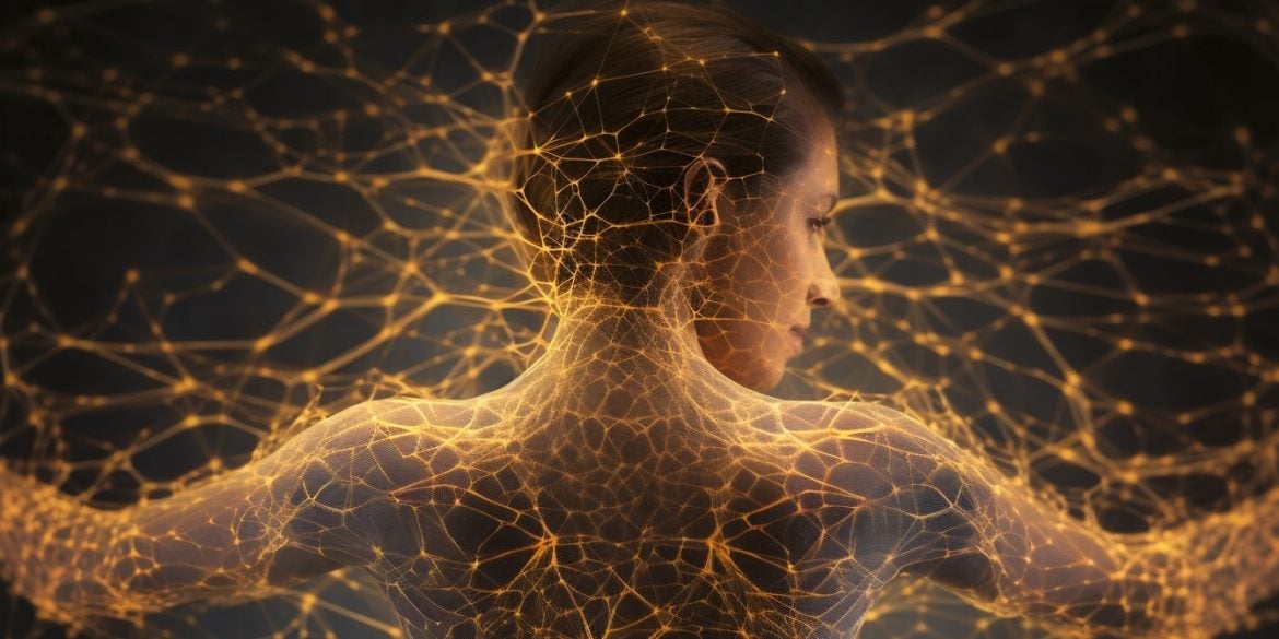 This shows a person with neurons over their skin.
