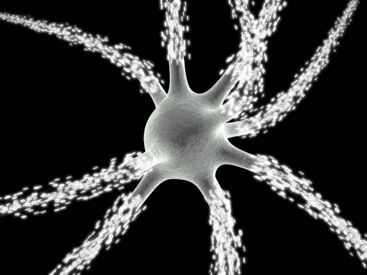 This image shows a neuron created by numbers, like a matrix visual.