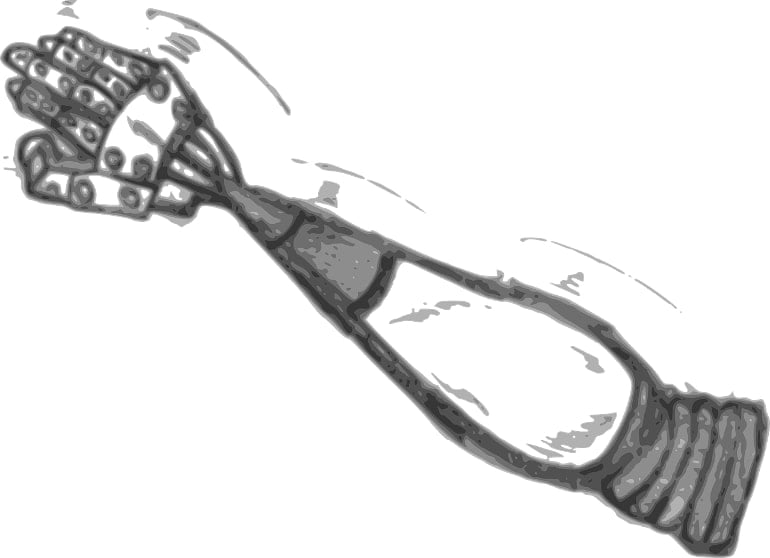 This shows a drawing of a robotic arm