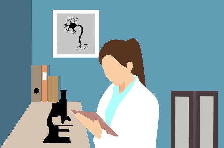 This is a drawing of a scientist at work