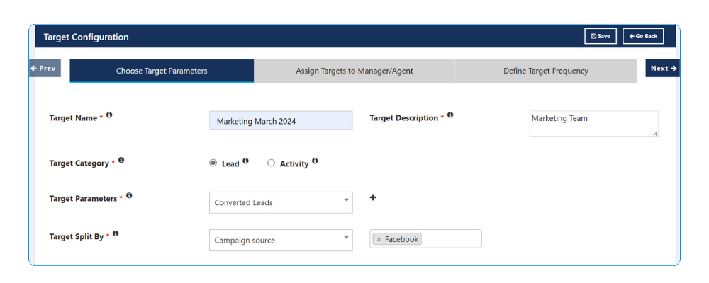 target parameter fields